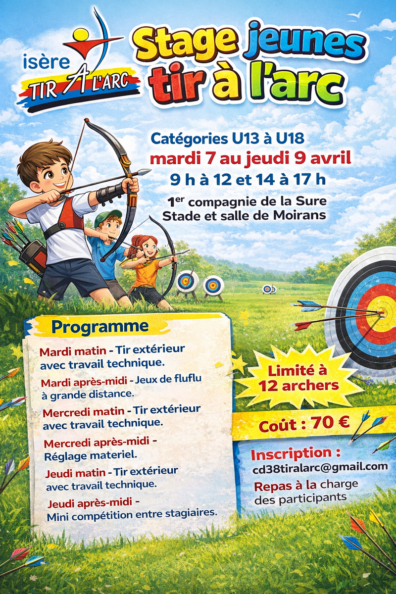 Stage jeunes 7 au 9 avril 2026